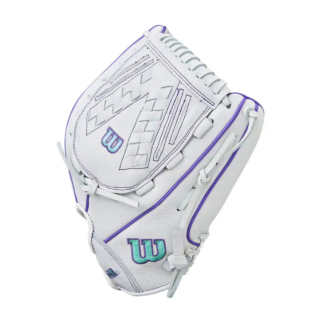 Wilson A500 Siren 12.50’’ Youth Outfield Fastpitch Glove Wbw103561125 - White Purple - Right Throw