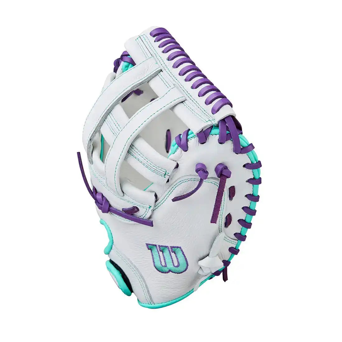Wilson A500 Siren 32.00’’ Youth Fastpitch Catcher’s Mitt Wbw10356332 - White Purple - Right Throw