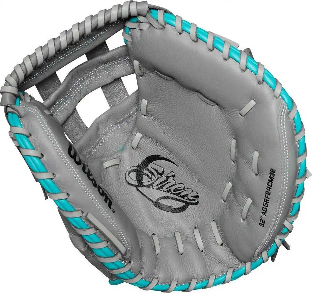 Wilson A500 Siren Youth Fastpitch 32.00’’ Cather’s Mitt - Gray Teal - Right Throw