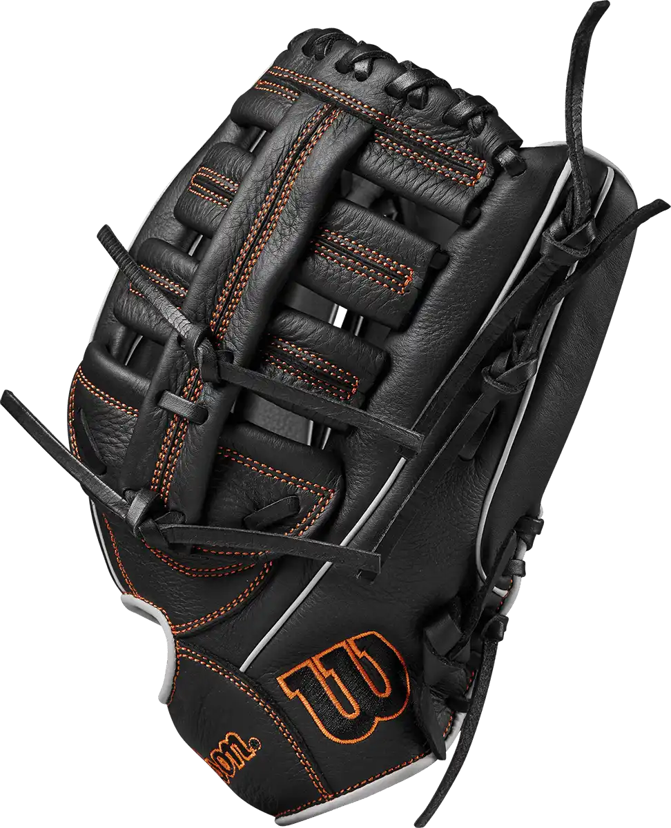 Wilson A700 12.50’’ Youth Outfield Gloves - Black Silver Orange