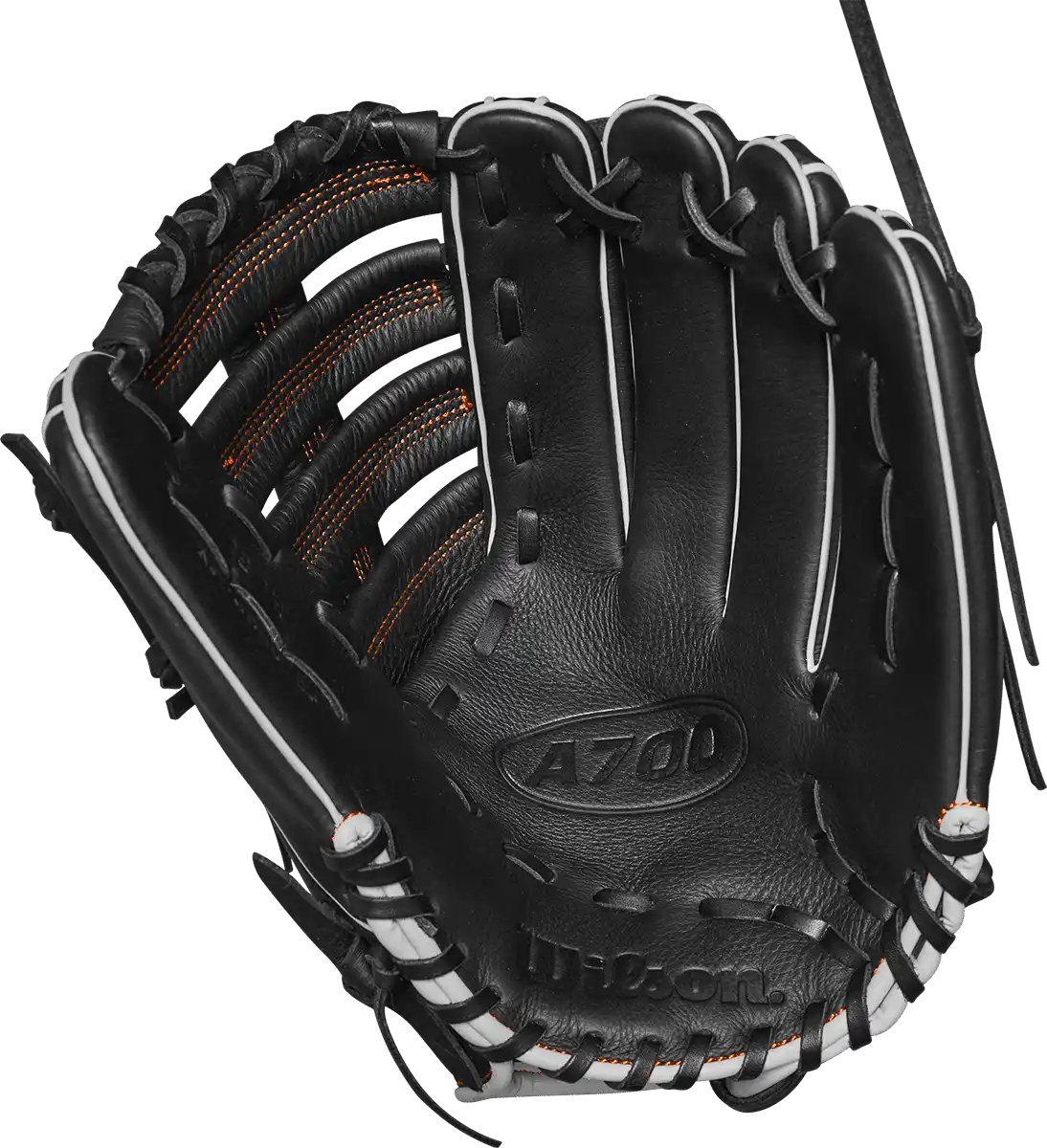 Wilson A700 12.50’’ Youth Outfield Gloves - Black Silver Orange