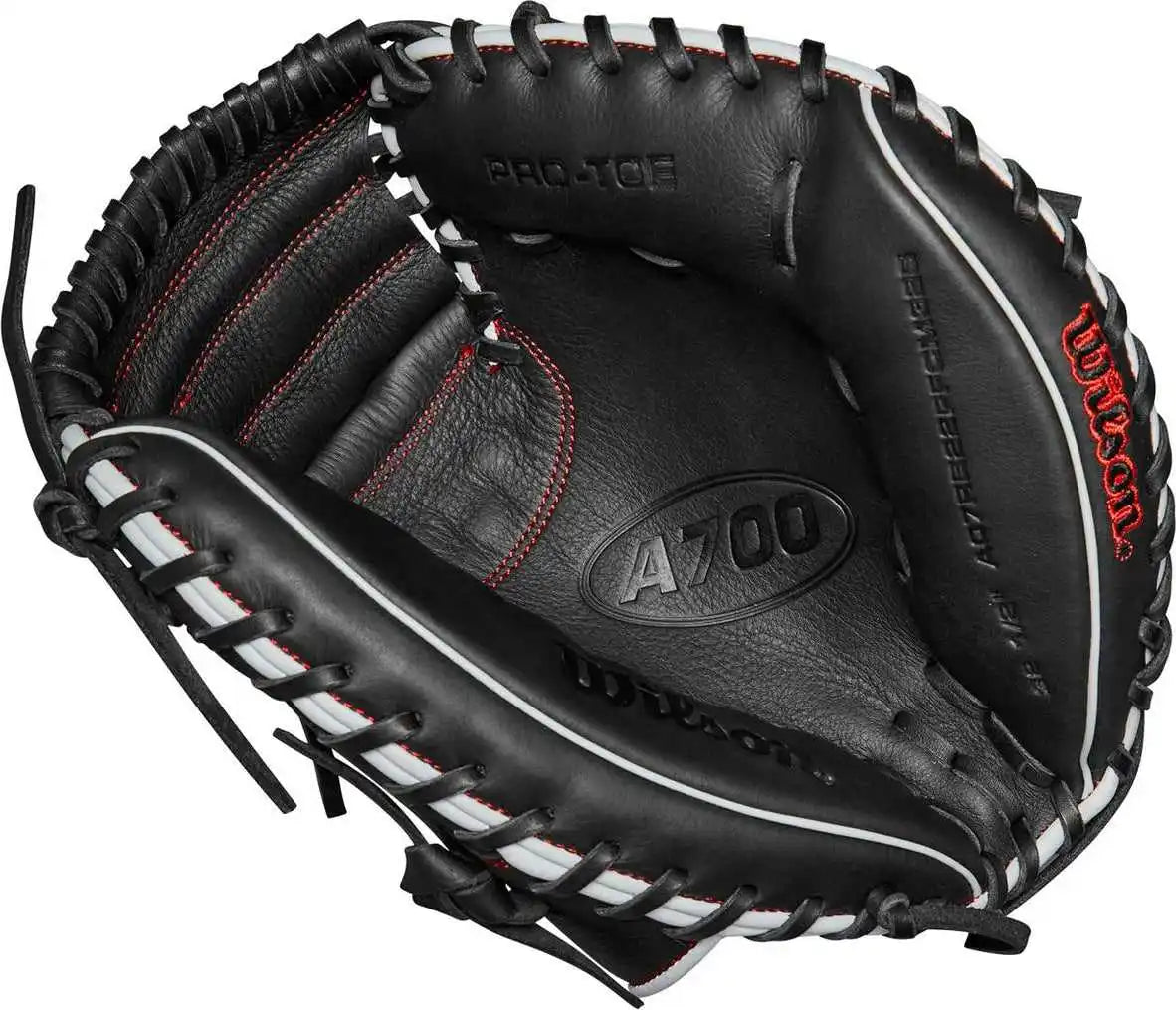 Wilson A700 32.50’’ Catcher’s Baseball Mitt Wbw101432325 - Black Silver Red - Light Gray / Right Throw