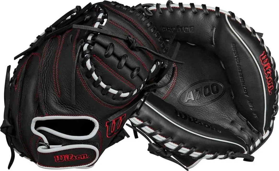 Wilson A700 32.50’’ Catcher’s Baseball Mitt Wbw101432325 - Black Silver Red - Light Gray / Right Throw