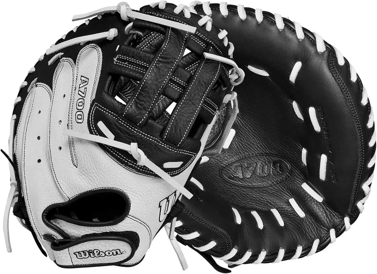 Wilson A700 33.00’’ Fastpitch Catcher’s Mitt - Black White - Right Throw