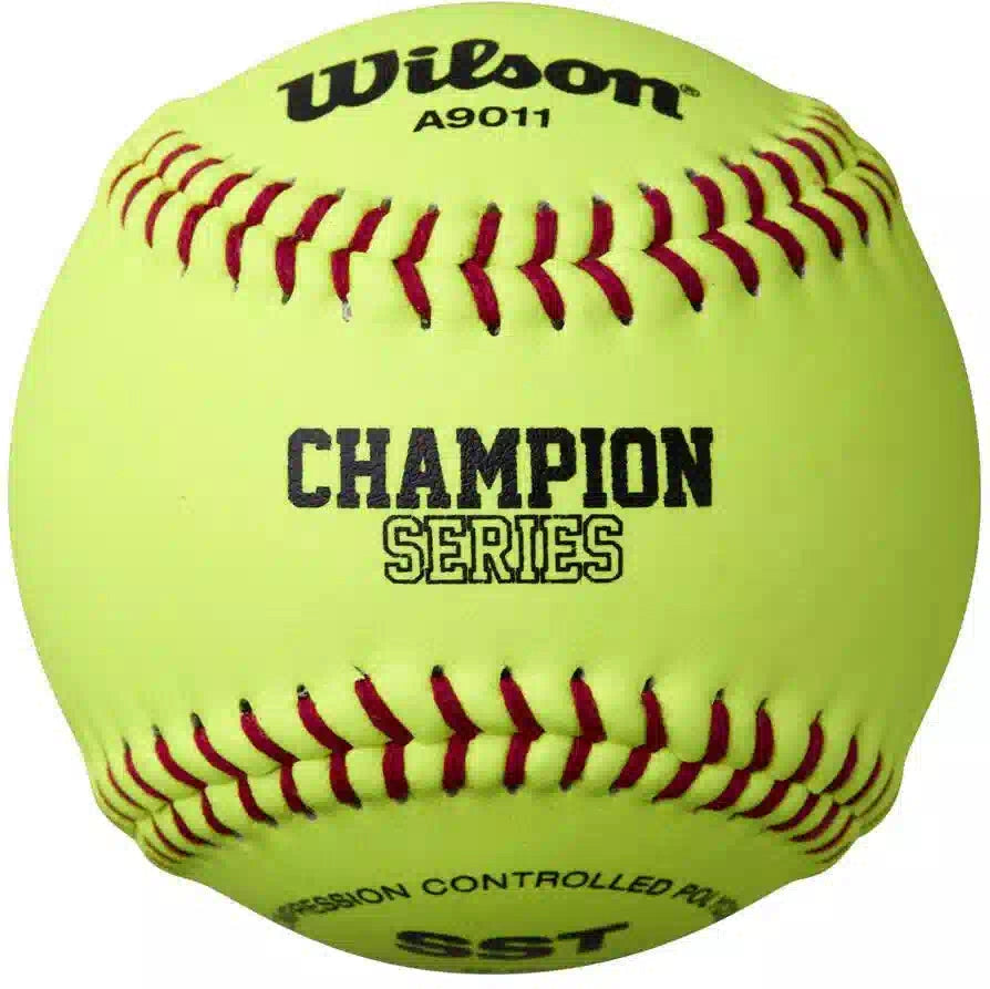 Wilson A9011 Collegiate Leather Polycore Softballs Wbw302301- Dozen - Yellow / 12