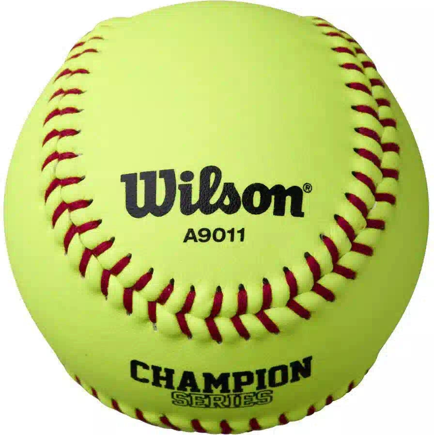 Wilson A9011 Collegiate Leather Polycore Softballs Wbw302301- Dozen - Yellow / 12