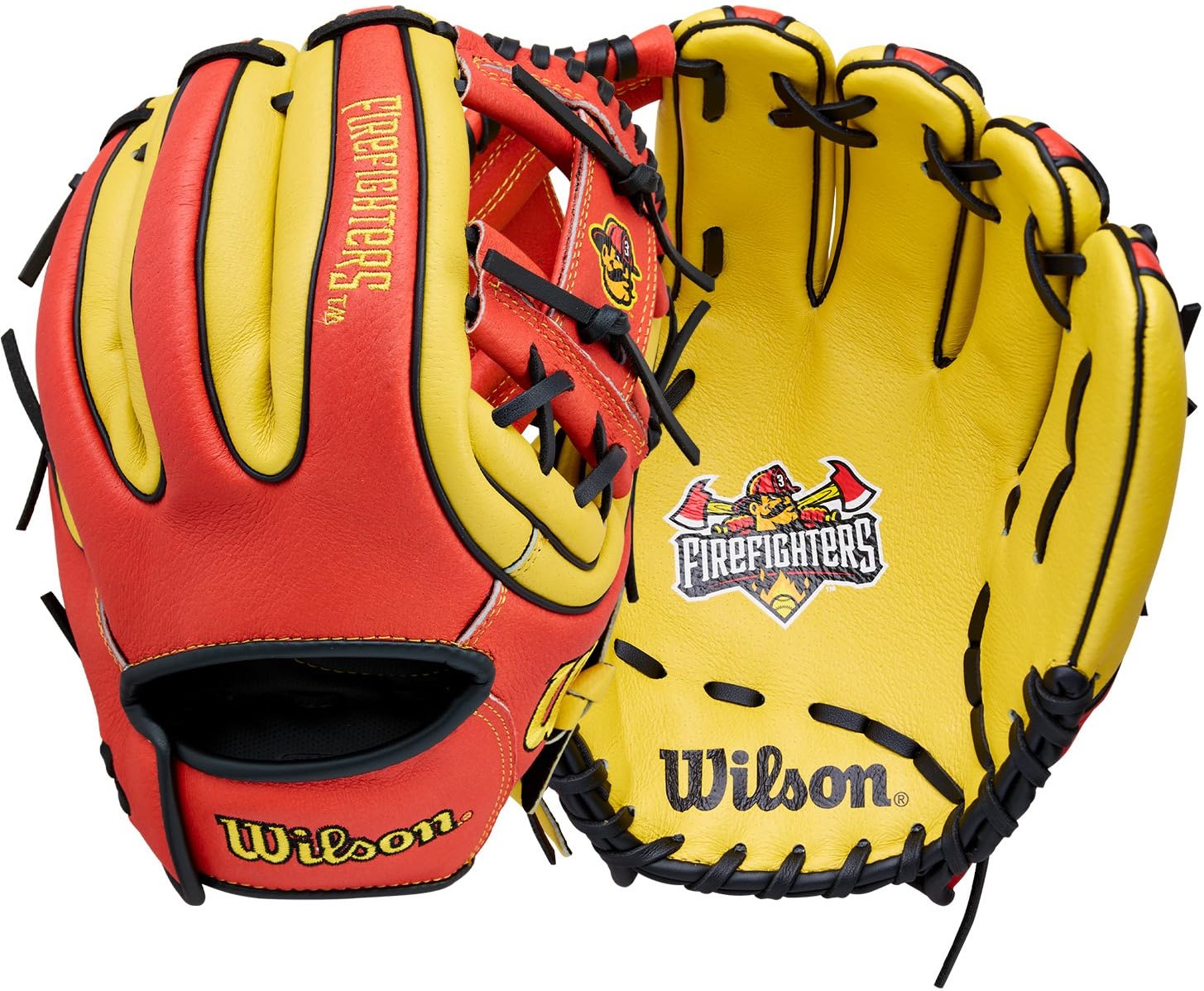 Wilson Firefighters 11.00’’ Youth Baseball Glove Wbw104196 - Yellow Red Black