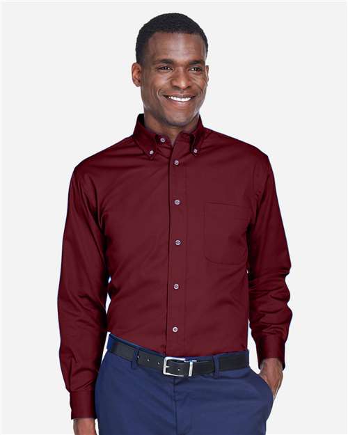 Wine Men&#39;s Easy Blend™ Long Sleeve Twill Shirt - M500