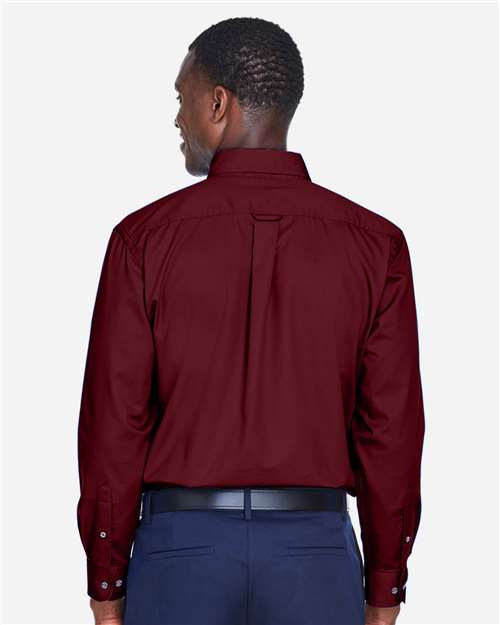 Wine Men&#39;s Easy Blend™ Long Sleeve Twill Shirt - M500