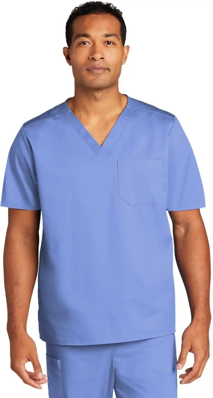 Wink Ww3160 Unisex Workflex Chest Pocket V-neck Top - Ceil Blue