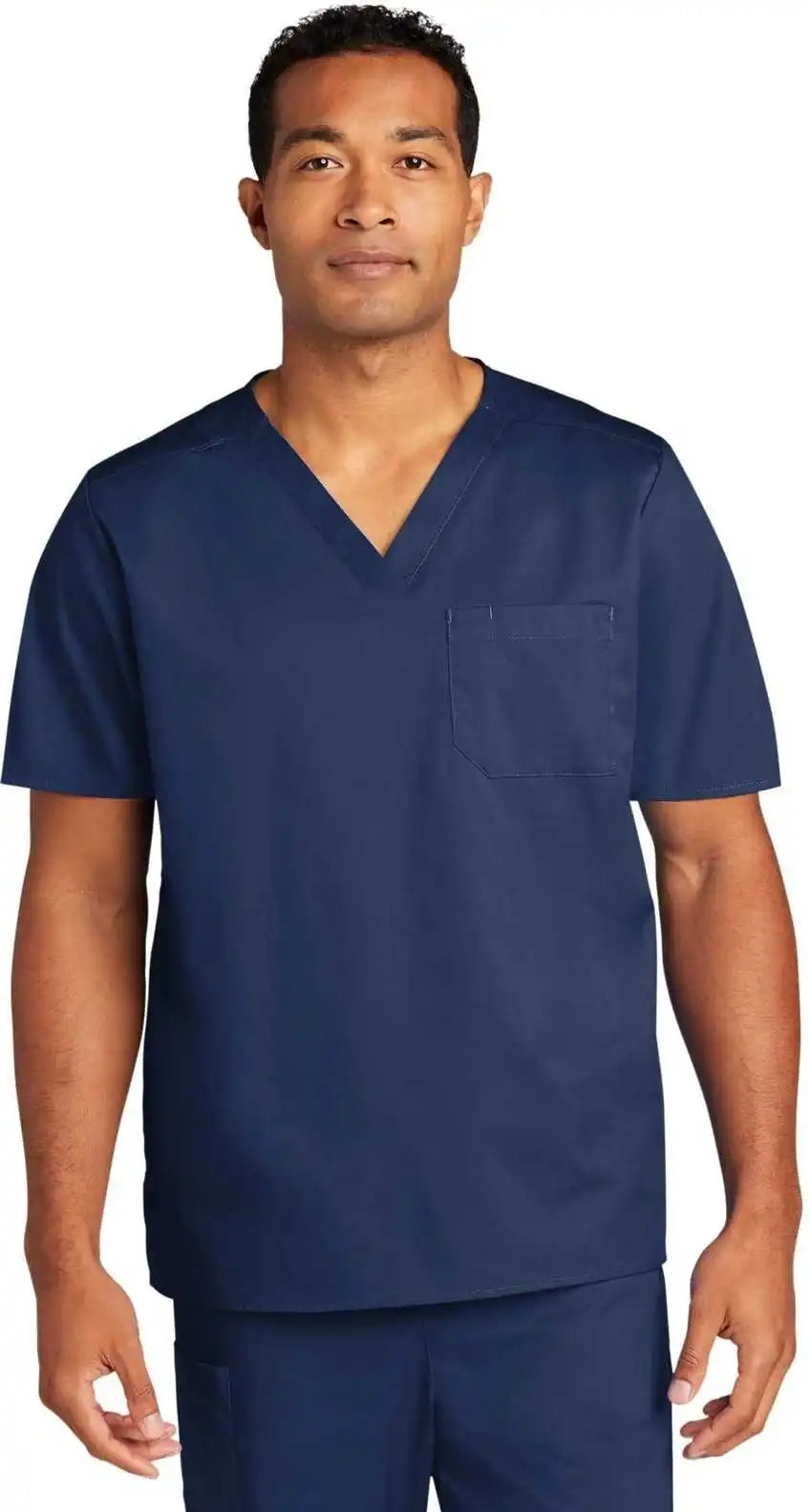 Wink Ww3160 Unisex Workflex Chest Pocket V-neck Top - Navy