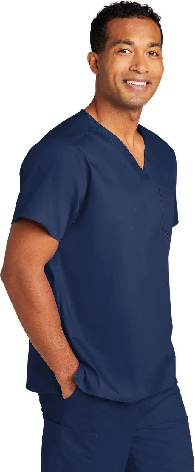 Wink Ww3160 Unisex Workflex Chest Pocket V-neck Top - Navy