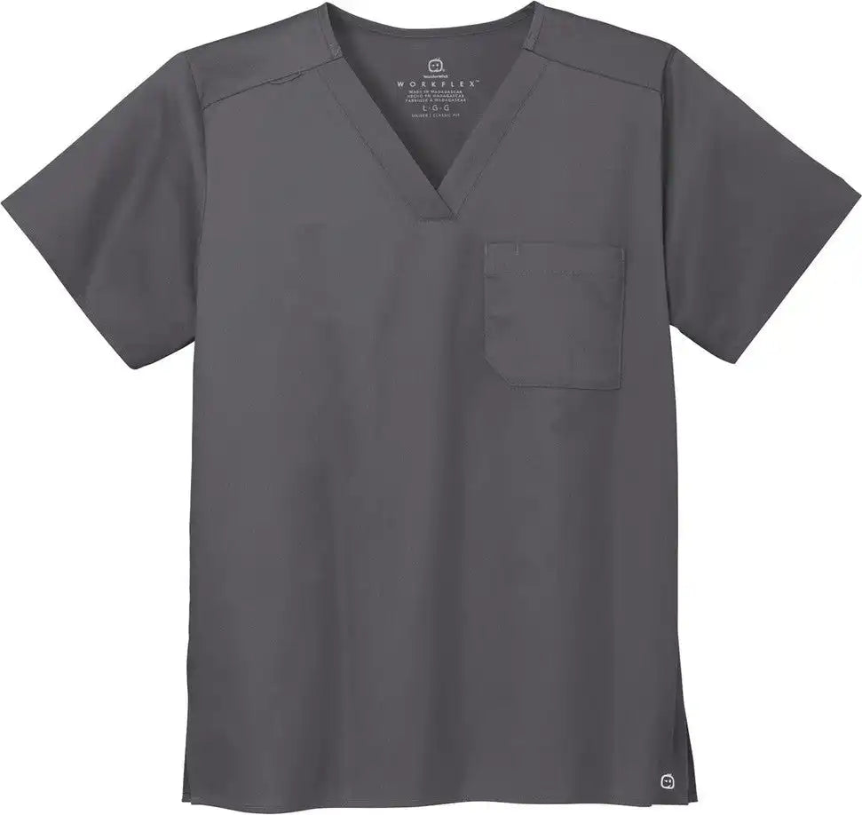 Wink Ww3160 Unisex Workflex Chest Pocket V-neck Top - Pewter