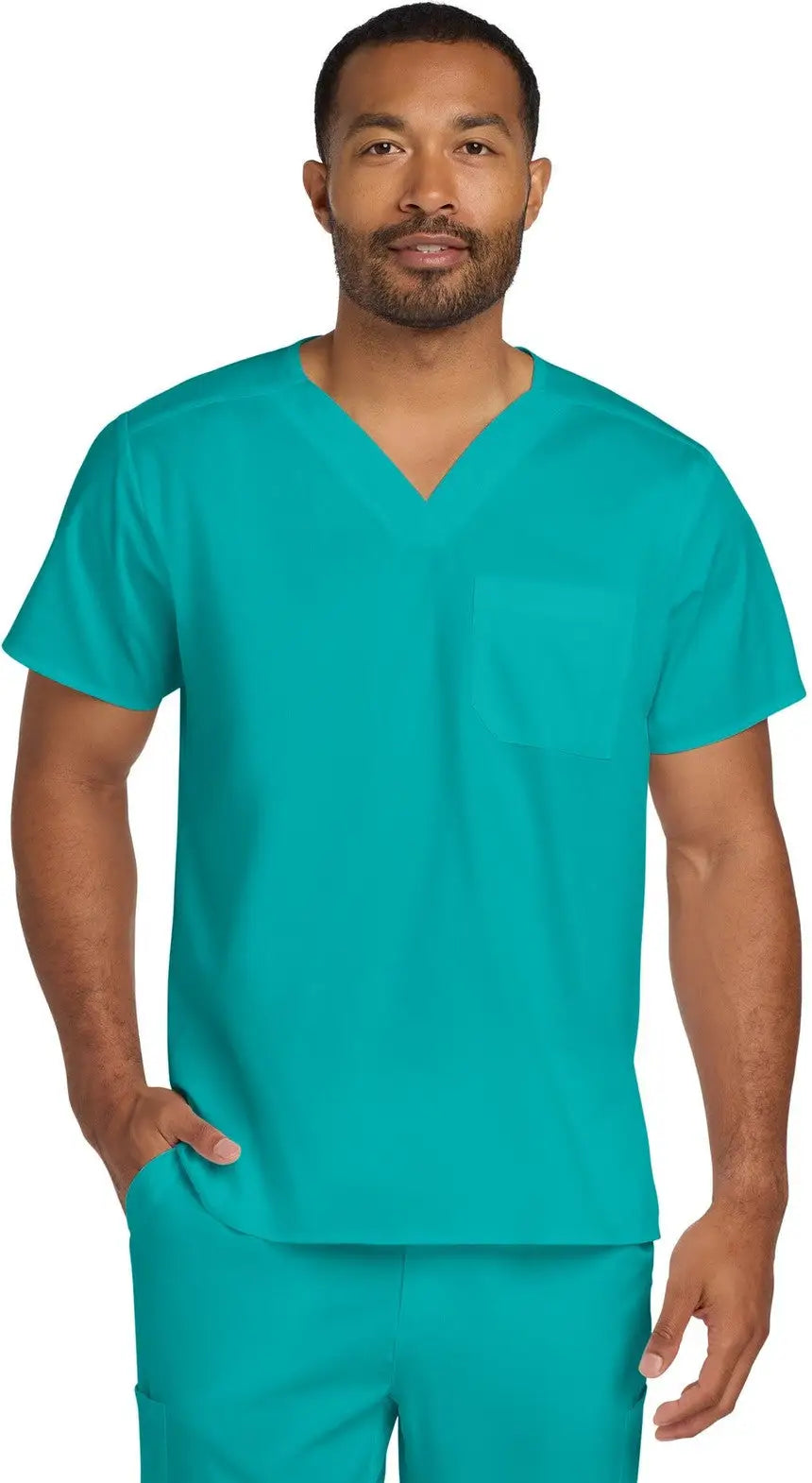 Wink Ww3160 Unisex Workflex Chest Pocket V-neck Top - Teal Blue - Adult Xxs