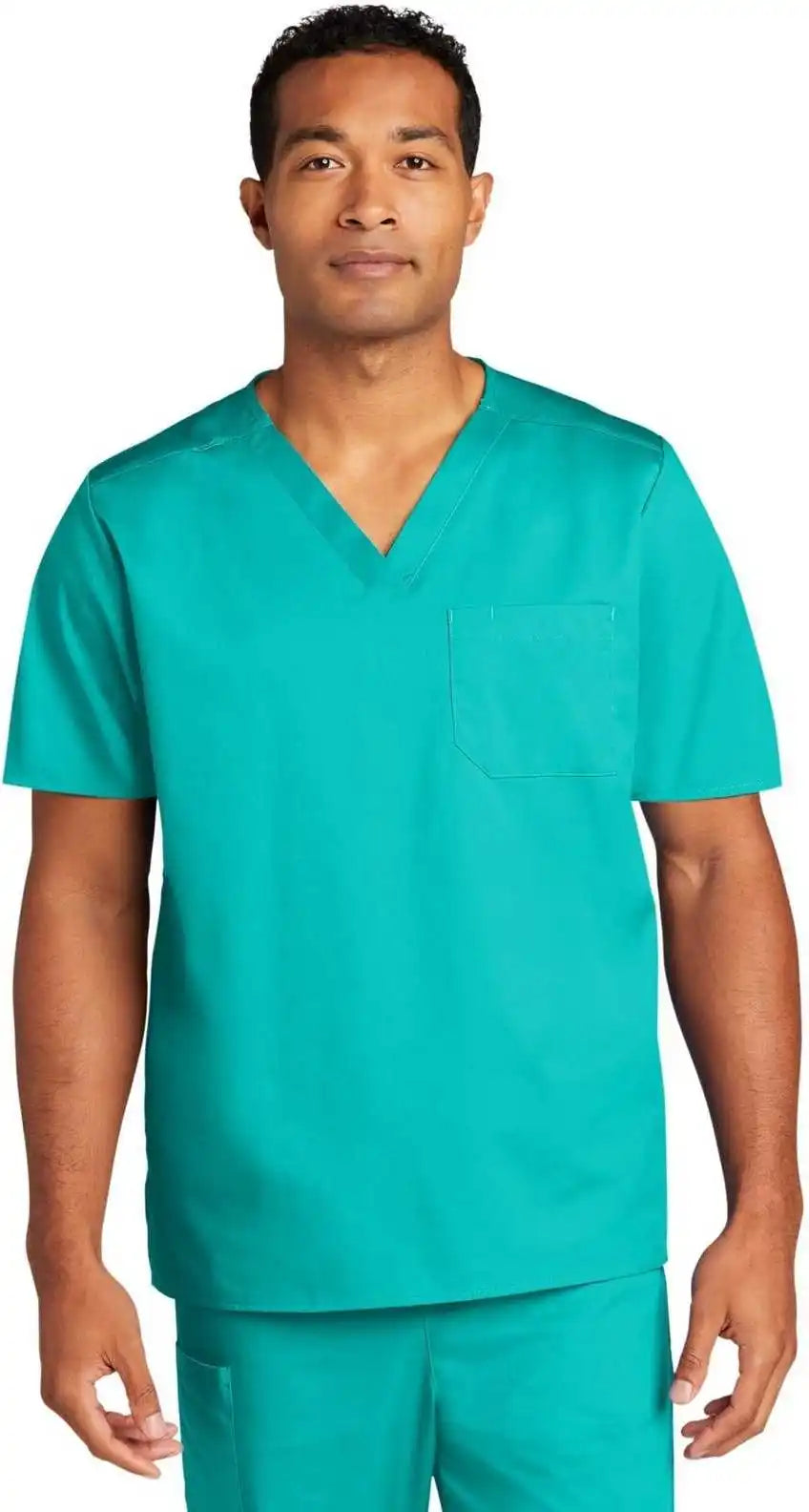 Wink Ww3160 Unisex Workflex Chest Pocket V-neck Top - Teal Blue