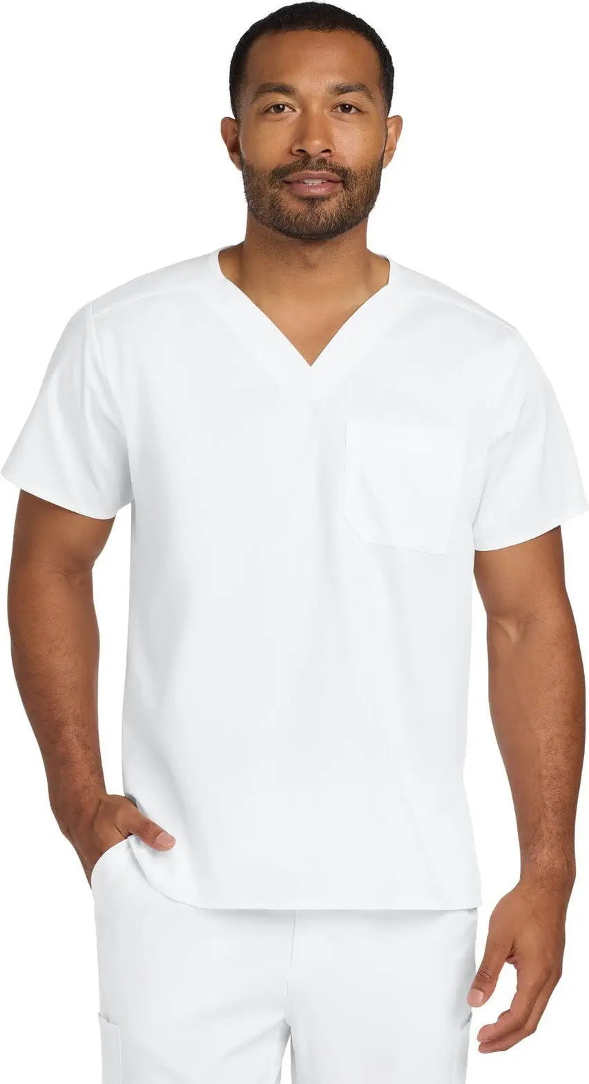 Wink Ww3160 Unisex Workflex Chest Pocket V-neck Top - White - Adult Xxs
