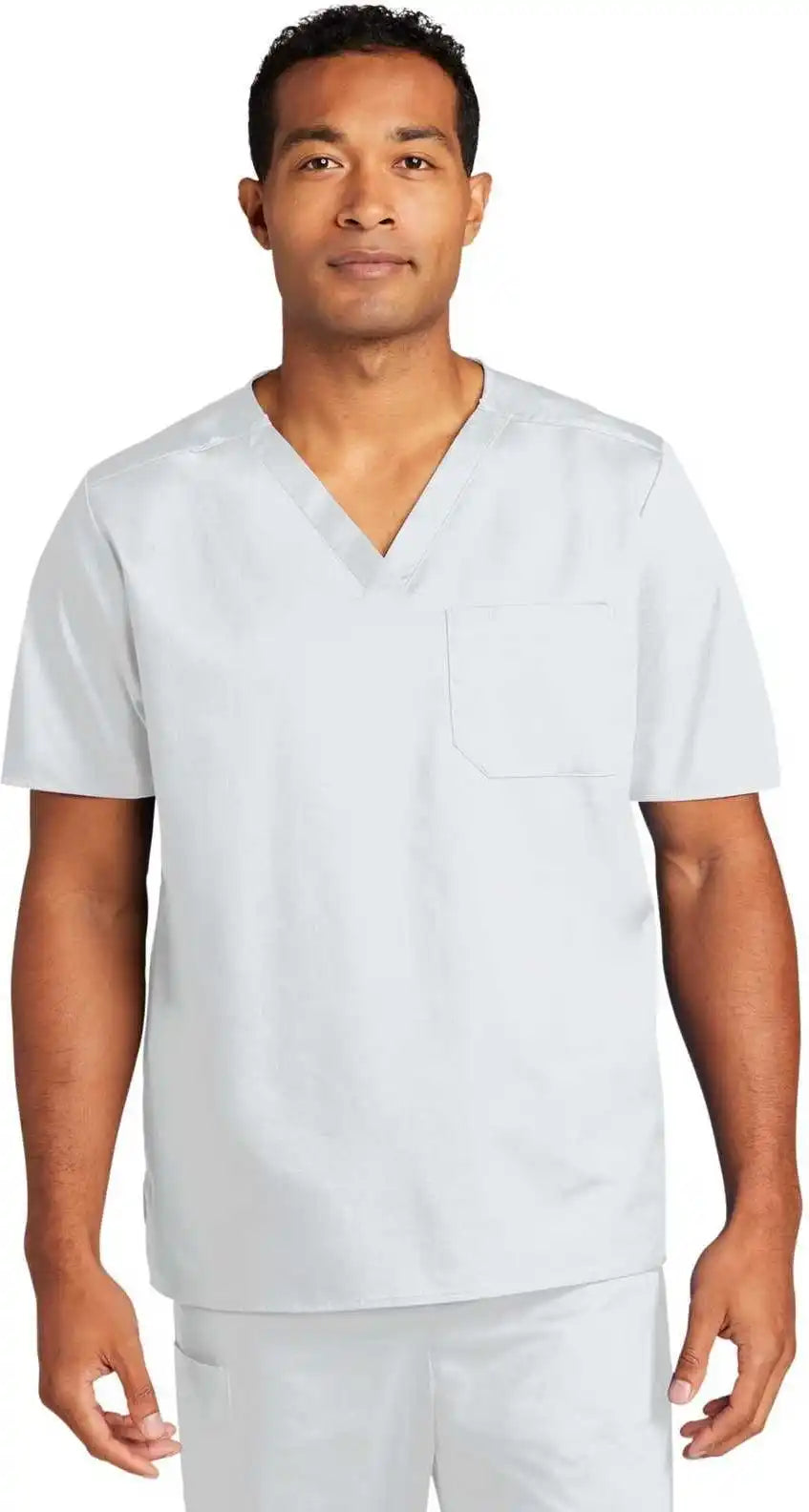 Wink Ww3160 Unisex Workflex Chest Pocket V-neck Top - White