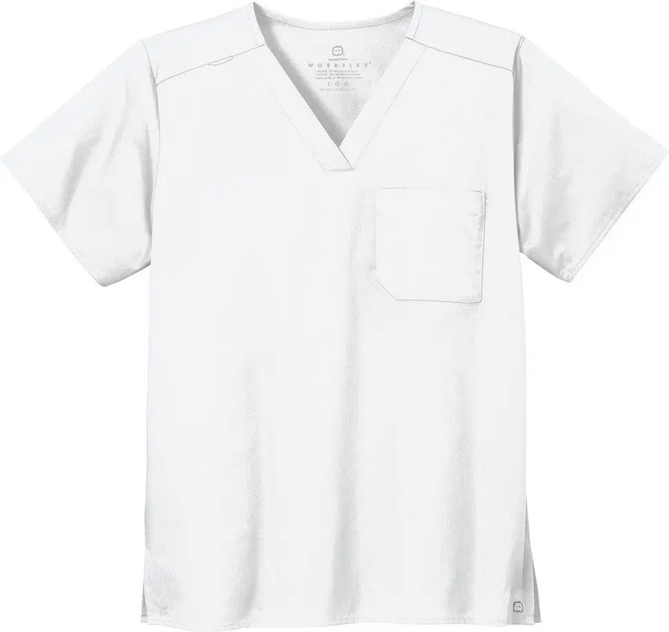 Wink Ww3160 Unisex Workflex Chest Pocket V-neck Top - White