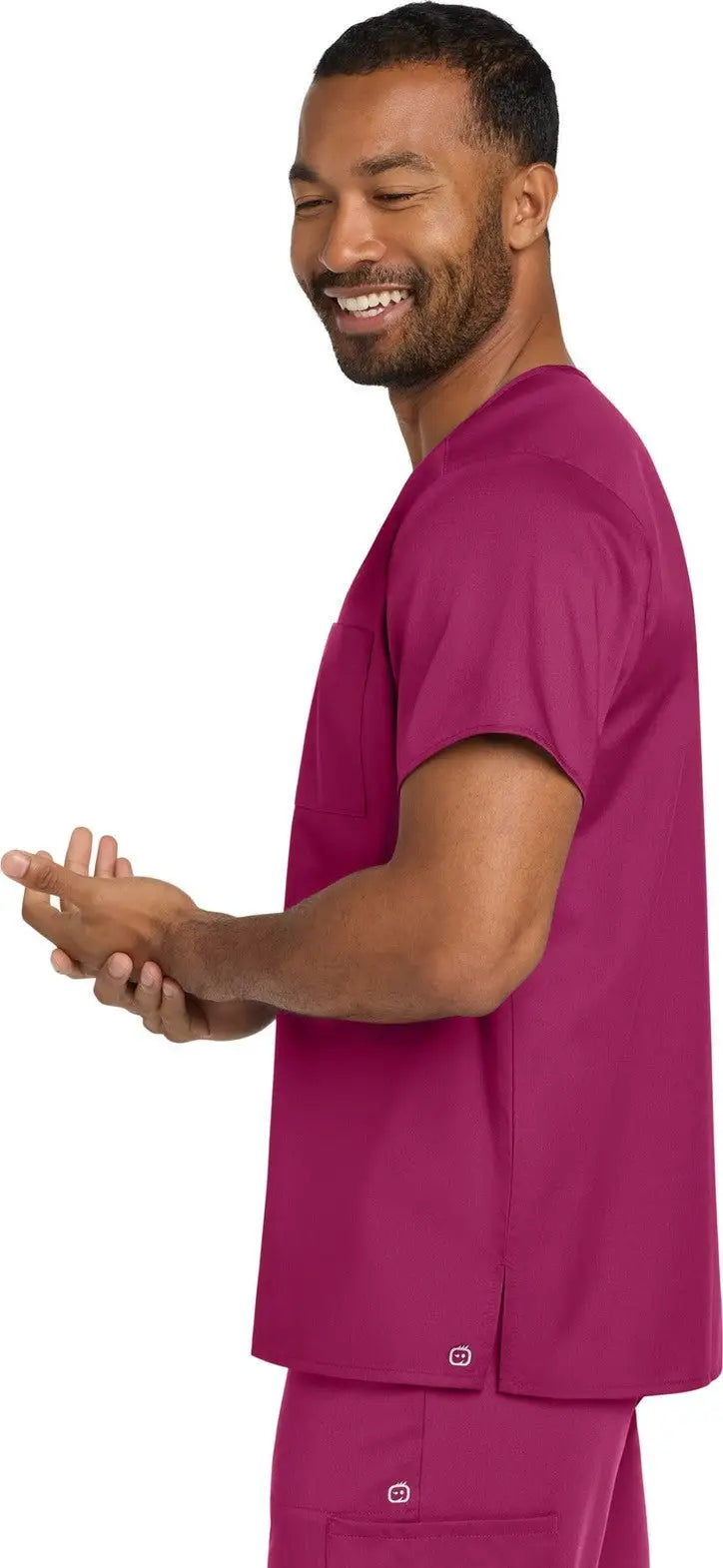 Wink Ww3160 Unisex Workflex Chest Pocket V-neck Top - Wine