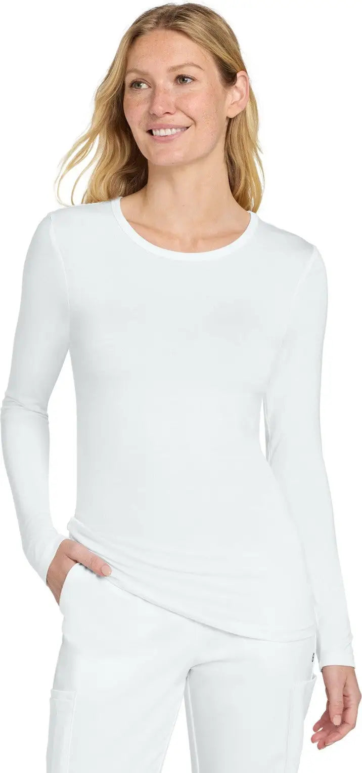 Wink Ww4029 Women’s Long Sleeve Layer Tee - White - Ladies Xxs