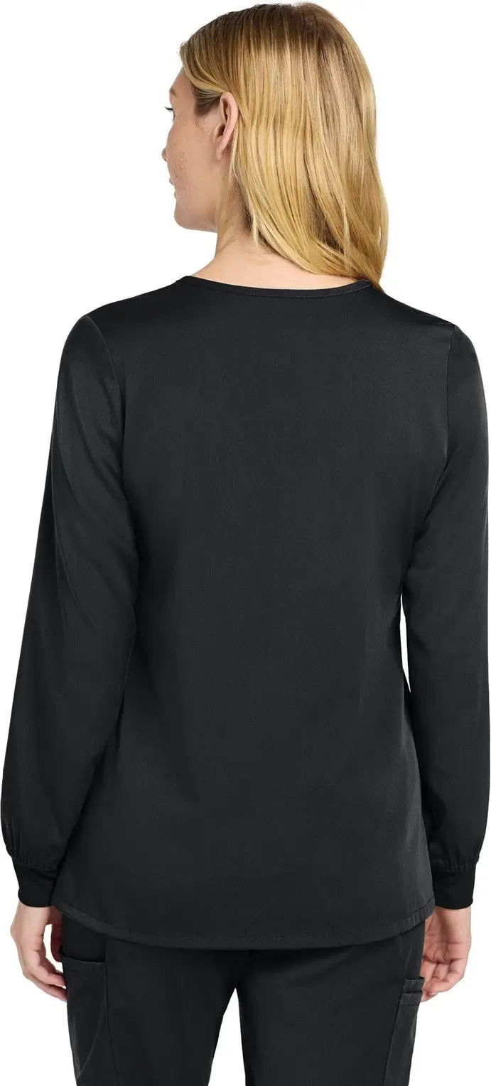 Wink Ww4088 Women’s Premiere Flex Full-zip Scrub Jacket - Black