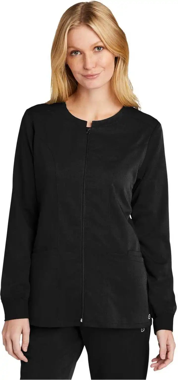 Wink Ww4088 Women’s Premiere Flex Full-zip Scrub Jacket - Black