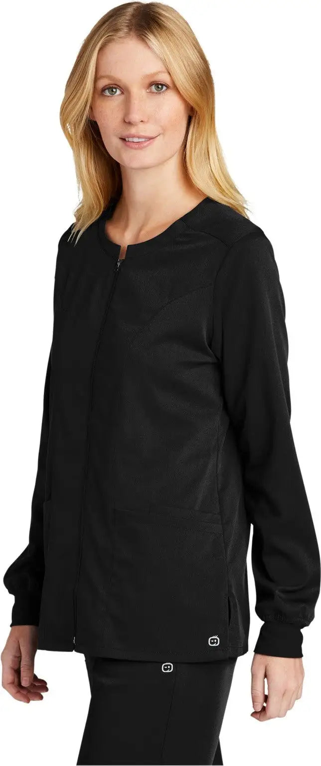 Wink Ww4088 Women’s Premiere Flex Full-zip Scrub Jacket - Black