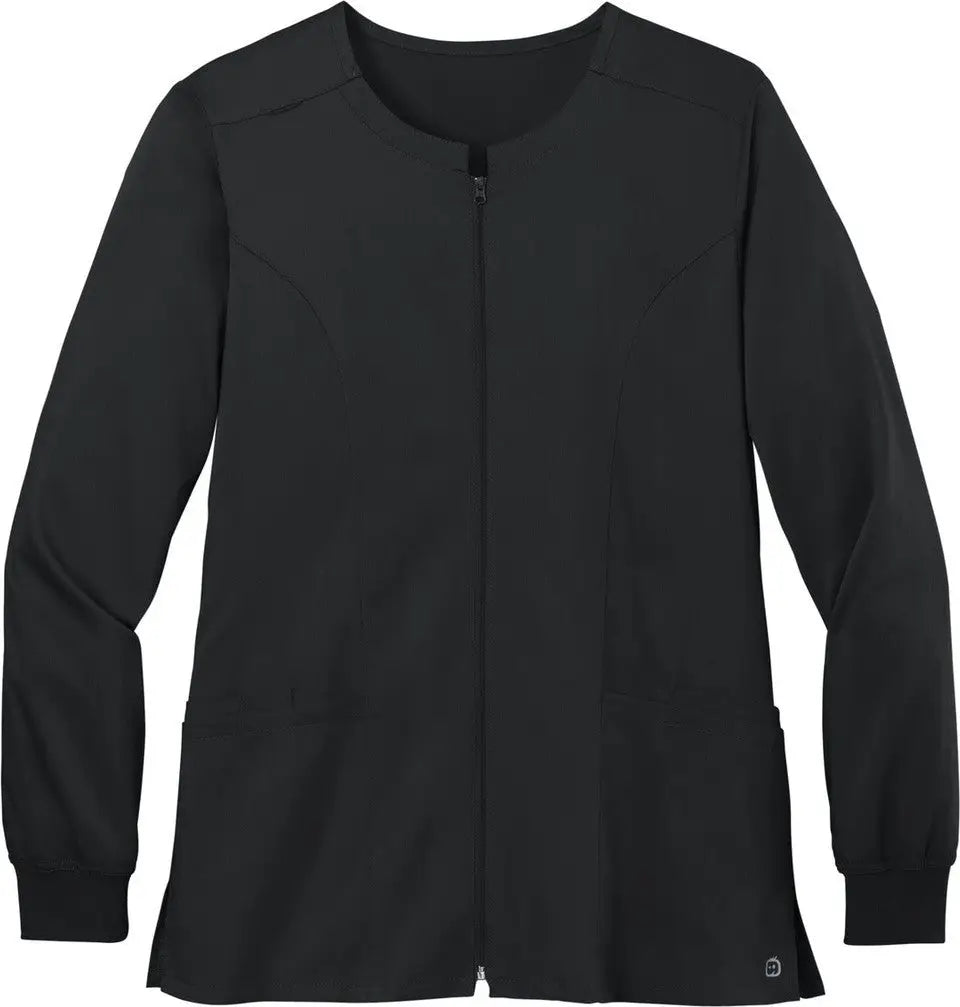 Wink Ww4088 Women’s Premiere Flex Full-zip Scrub Jacket - Black