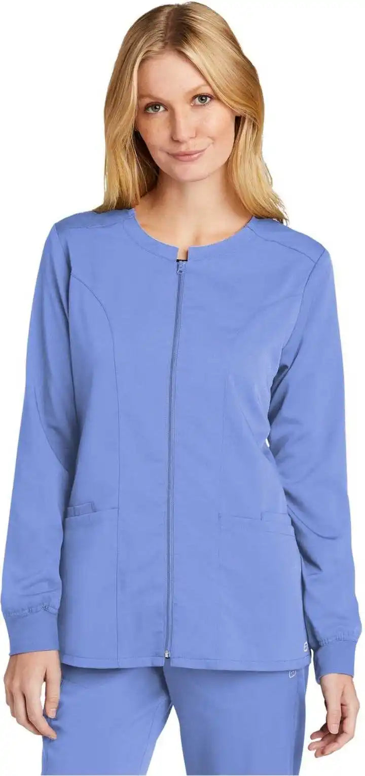 Wink Ww4088 Women’s Premiere Flex Full Zip Scrub Jacket Ceil Blue