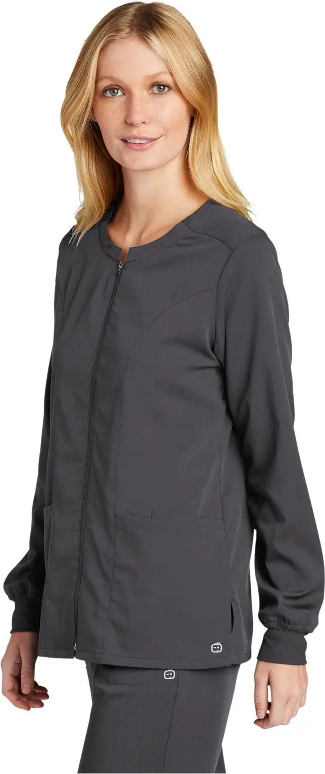 Wink Ww4088 Women’s Premiere Flex Full-zip Scrub Jacket - Pewter