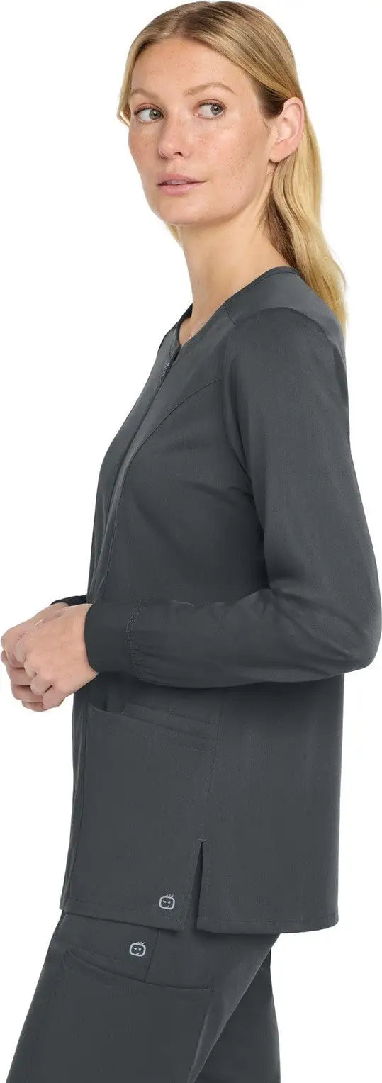 Wink Ww4088 Women’s Premiere Flex Full-zip Scrub Jacket - Pewter
