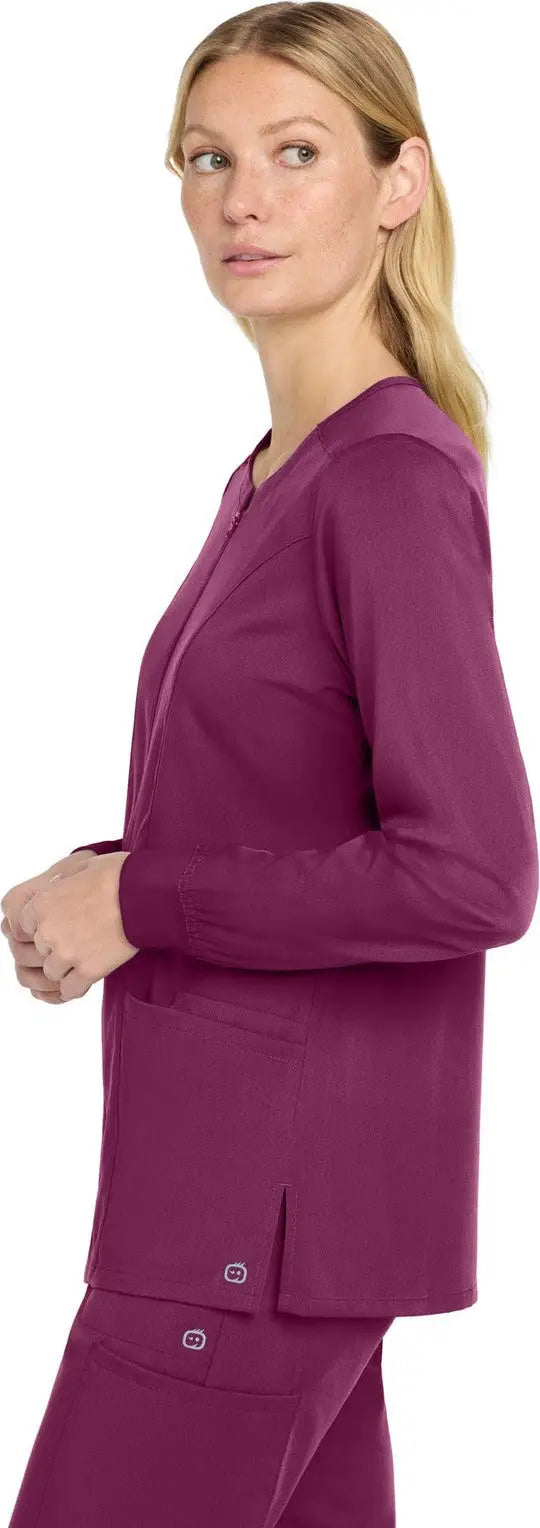 Wink Ww4088 Women’s Premiere Flex Full-zip Scrub Jacket - Wine