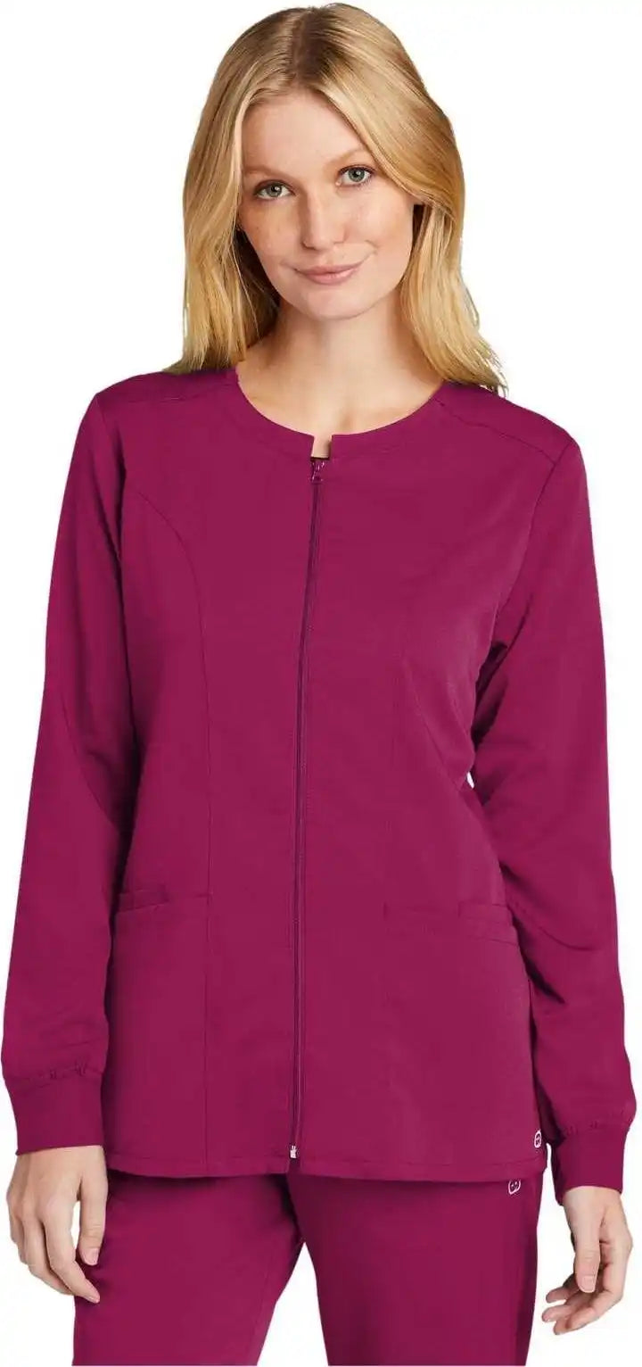 Wink Ww4088 Women’s Premiere Flex Full Zip Scrub Jacket Wine