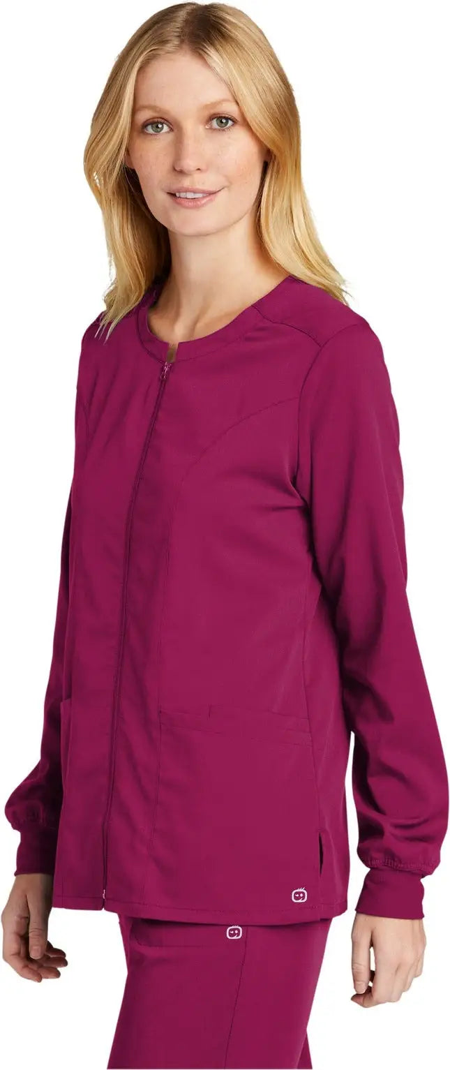 Wink Ww4088 Women’s Premiere Flex Full-zip Scrub Jacket - Wine