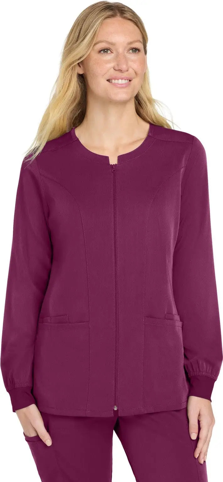 Wink Ww4088 Women’s Premiere Flex Full-zip Scrub Jacket - Wine