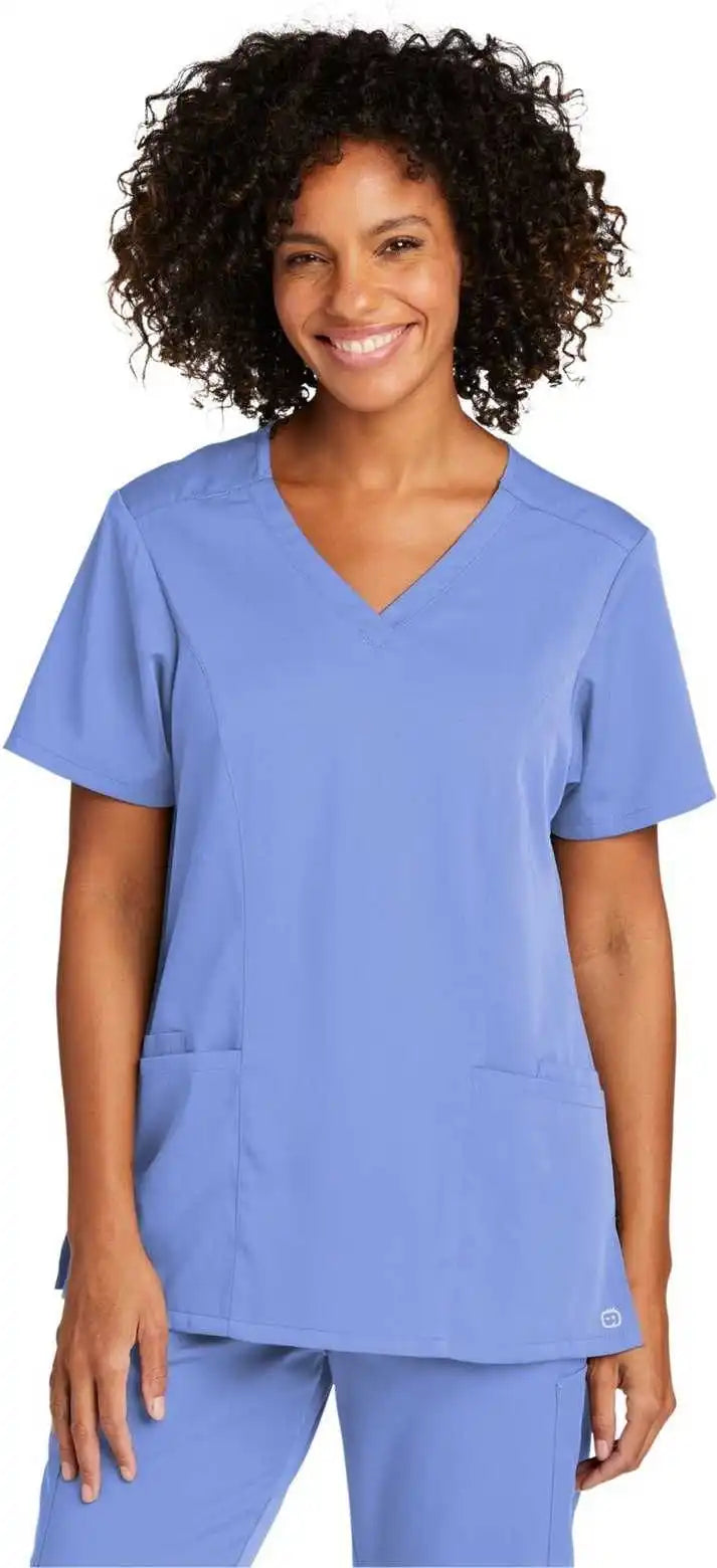 Wink Ww4168 Women’s Premiere Flex V-neck Top - Ceil Blue