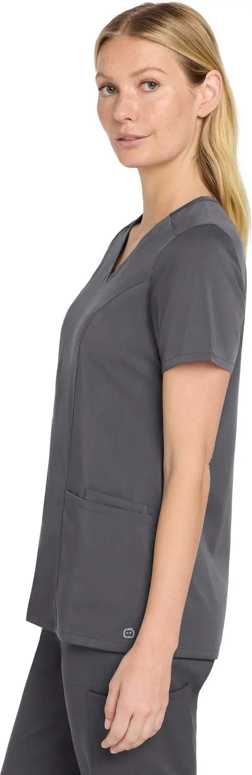 Wink Ww4168 Women’s Premiere Flex V-neck Top - Pewter