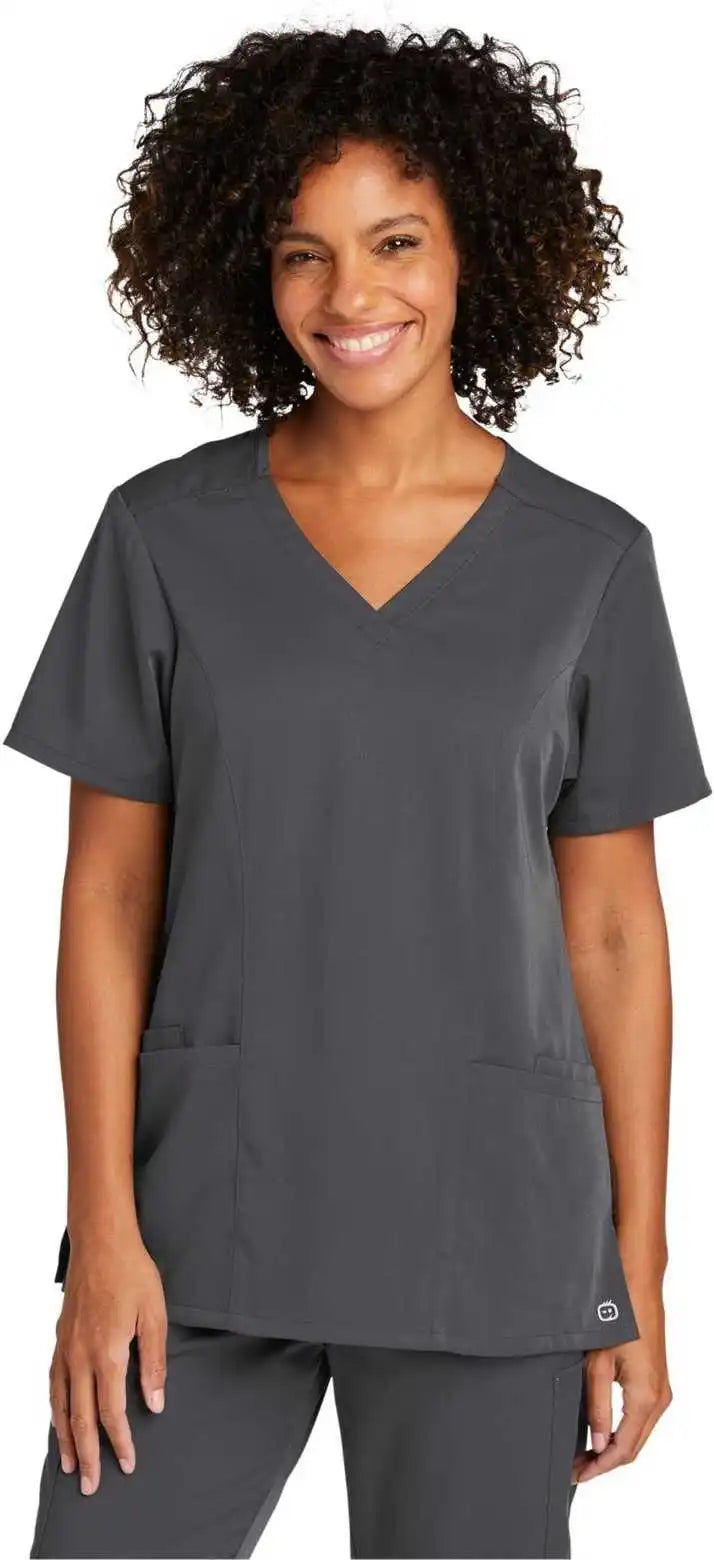 Wink Ww4168 Women’s Premiere Flex V-neck Top - Pewter