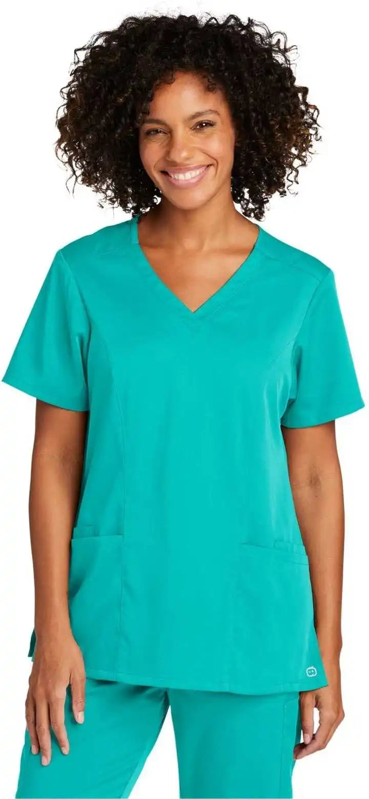 Wink Ww4168 Women’s Premiere Flex v Neck Top Teal Blue