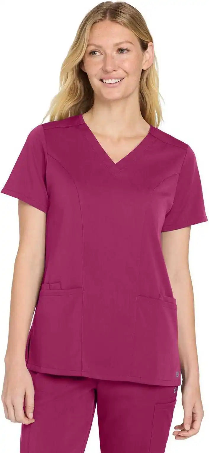 Wink Ww4168 Women’s Premiere Flex V-neck Top - Wine