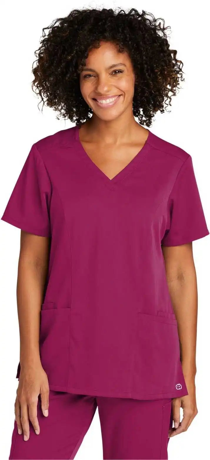 Wink Ww4168 Women’s Premiere Flex V-neck Top - Wine