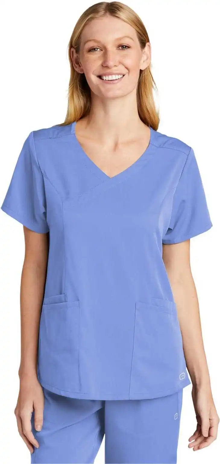 Wink Ww4268 Women’s Premiere Flex Mock Wrap Top - Ceil Blue