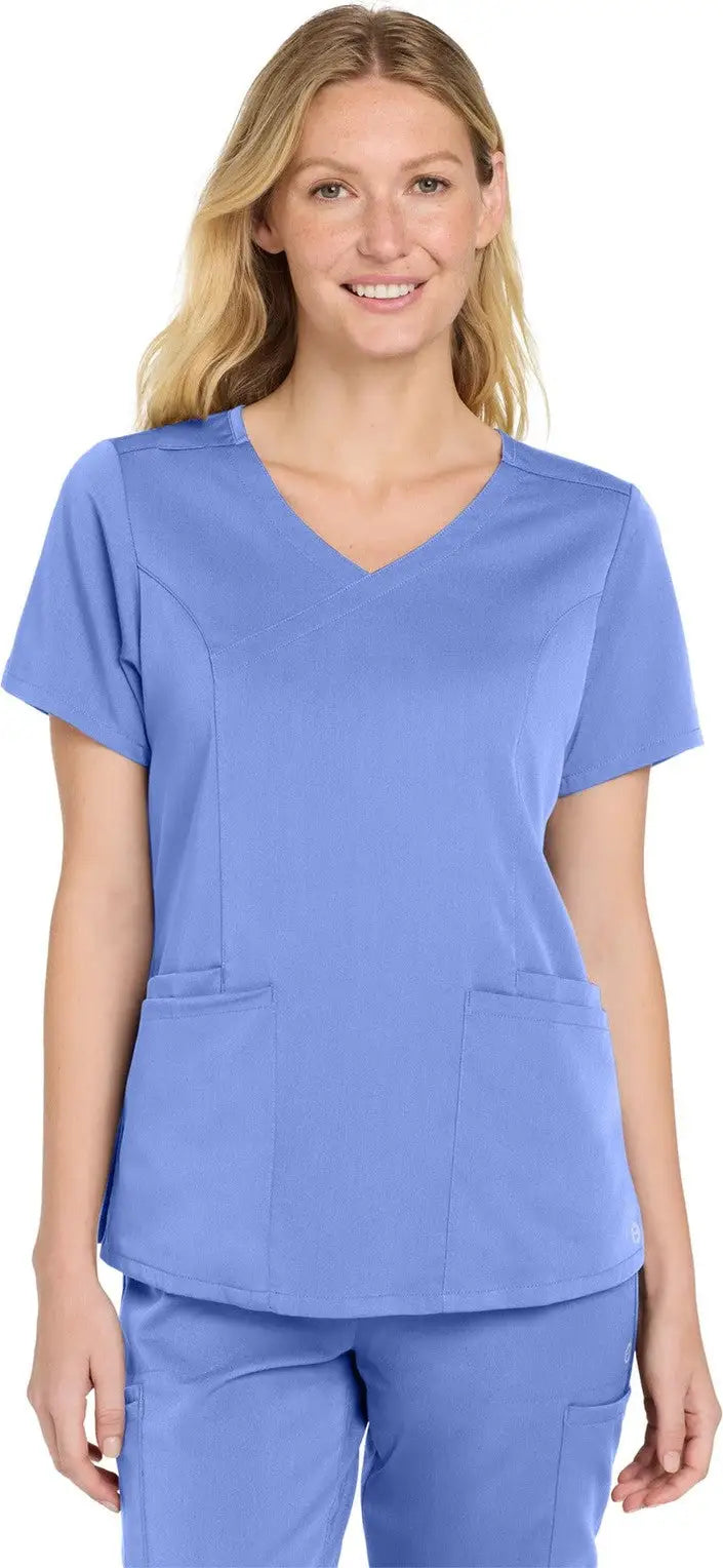 Wink Ww4268 Women’s Premiere Flex Mock Wrap Top - Ceil Blue - Ladies Xxs