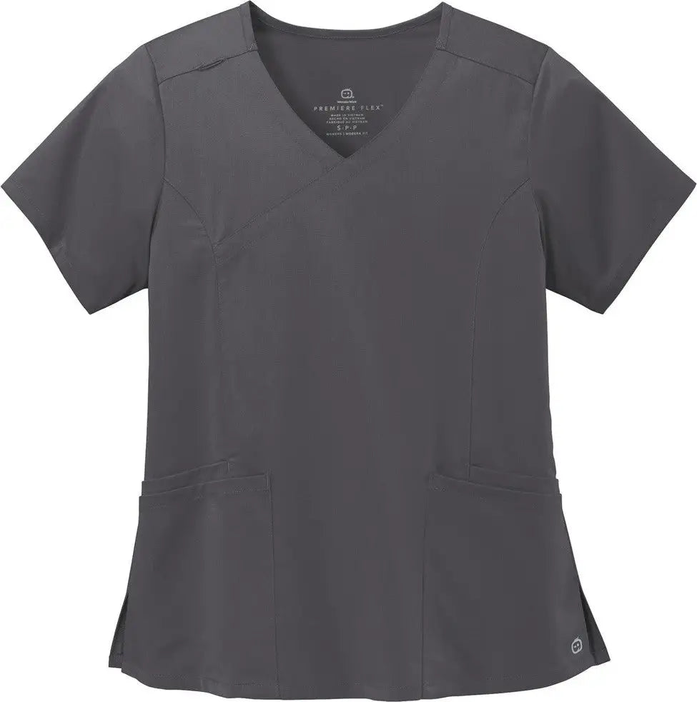 Wink Ww4268 Women’s Premiere Flex Mock Wrap Top - Pewter