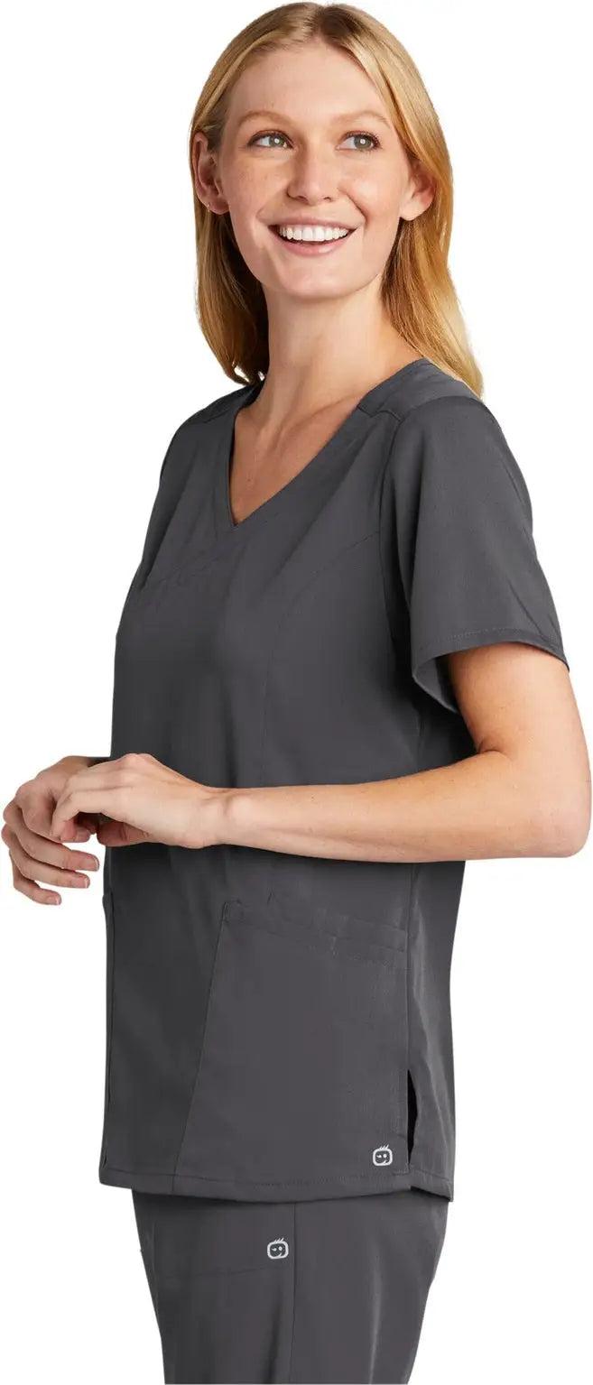 Wink Ww4268 Women’s Premiere Flex Mock Wrap Top - Pewter