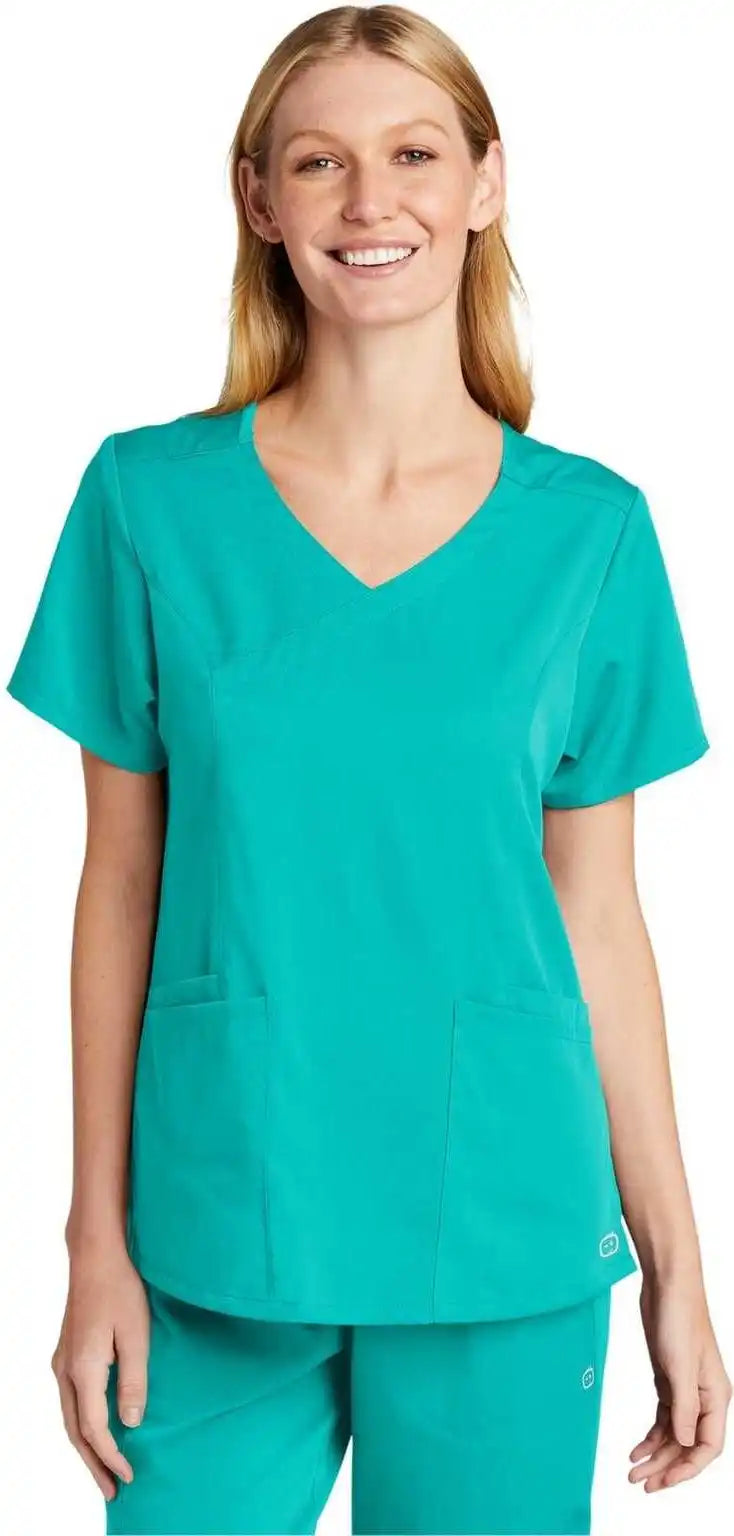 Wink Ww4268 Women’s Premiere Flex Mock Wrap Top - Teal Blue
