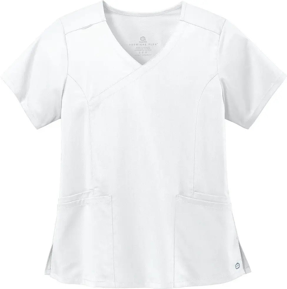 Wink Ww4268 Women’s Premiere Flex Mock Wrap Top - White