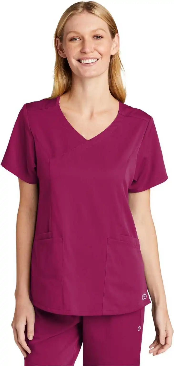 Wink Ww4268 Women’s Premiere Flex Mock Wrap Top - Wine
