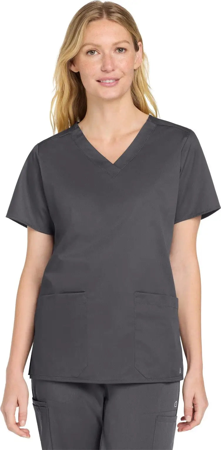 Wink Ww4560 Women’s Workflex V-neck Top - Pewter - Ladies Xxs