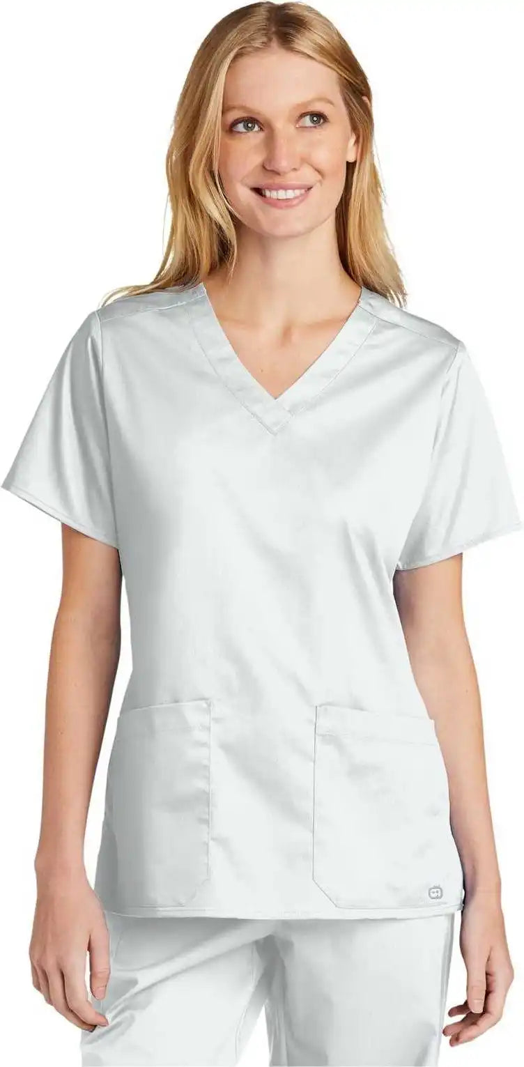 Wink Ww4560 Women’s Workflex V-neck Top - White